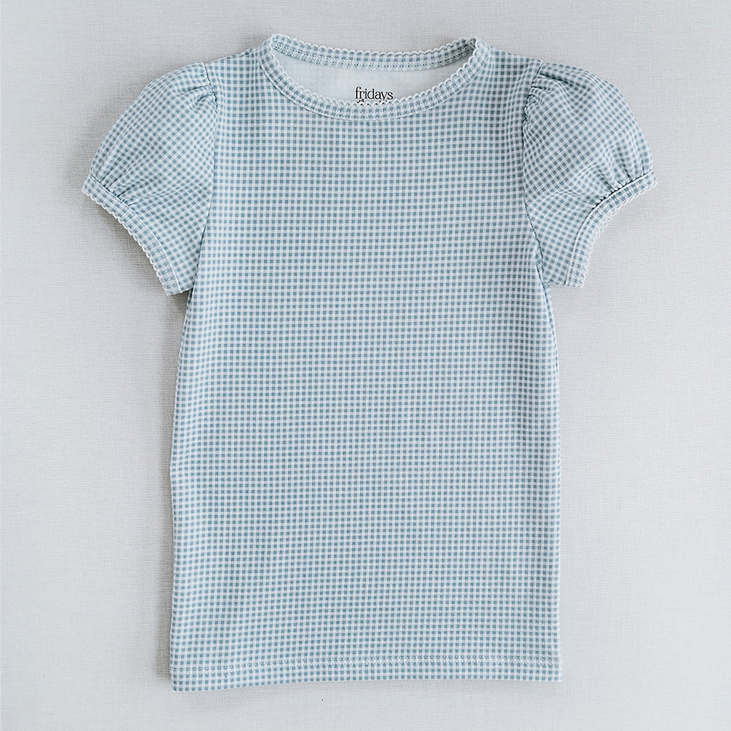 Beaufort Tee in Sky Blue Gingham Pattern