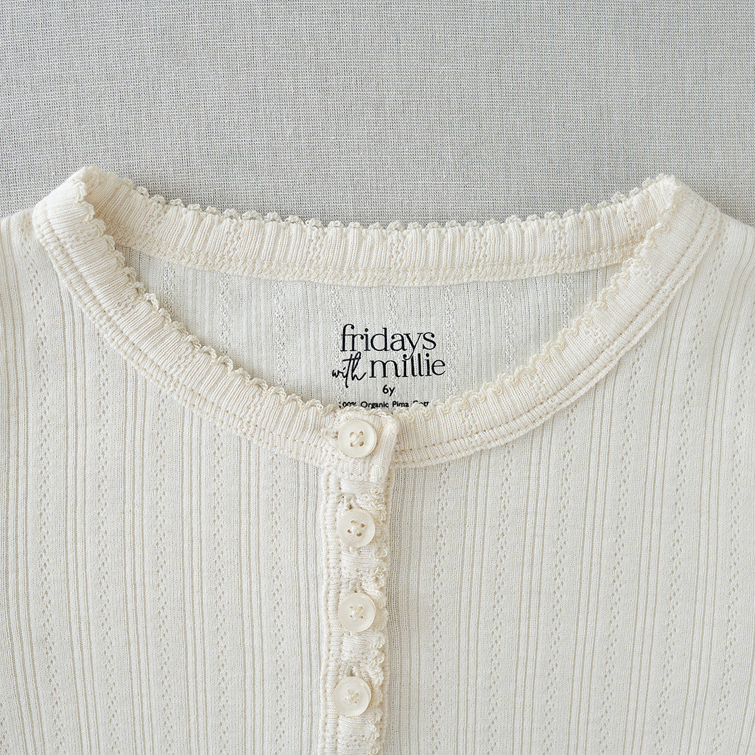 Long Sleeve Henley | Pearl Pointelle