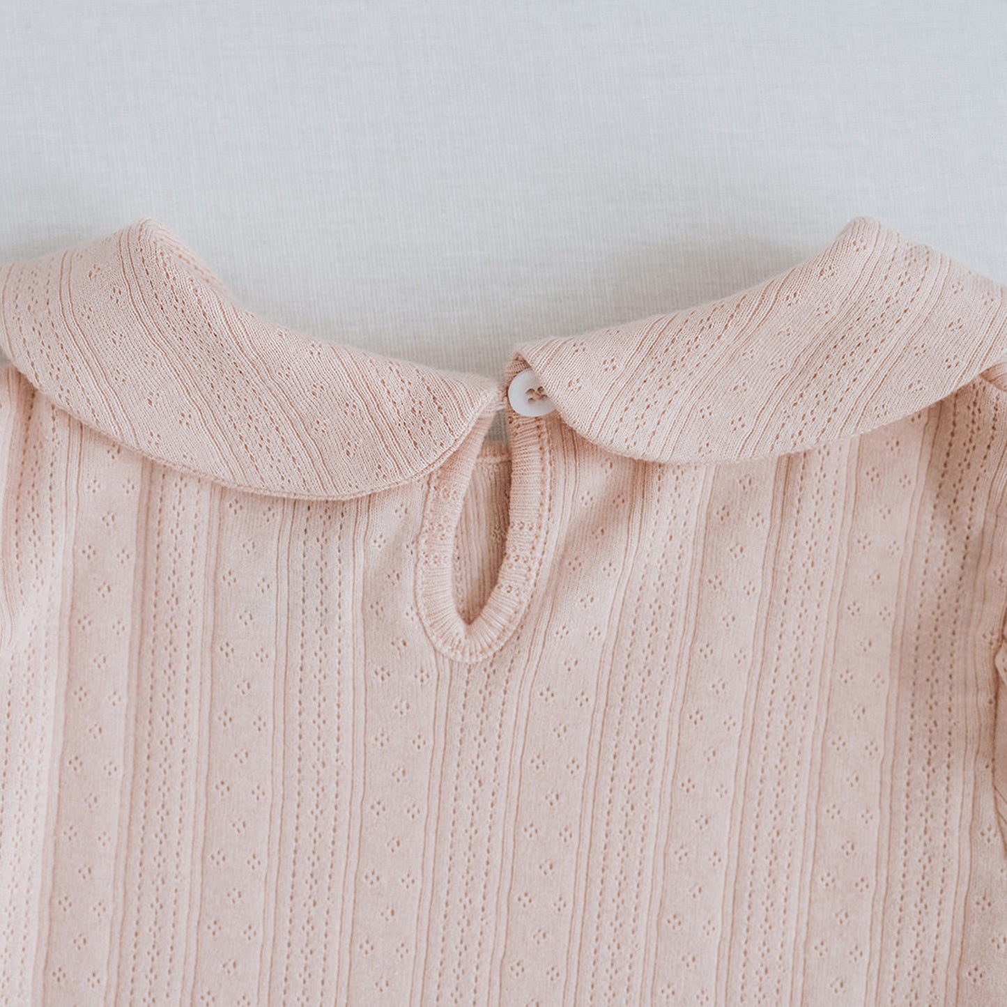 Peter Pan Collar Tee in Tulip Pink Pointelle