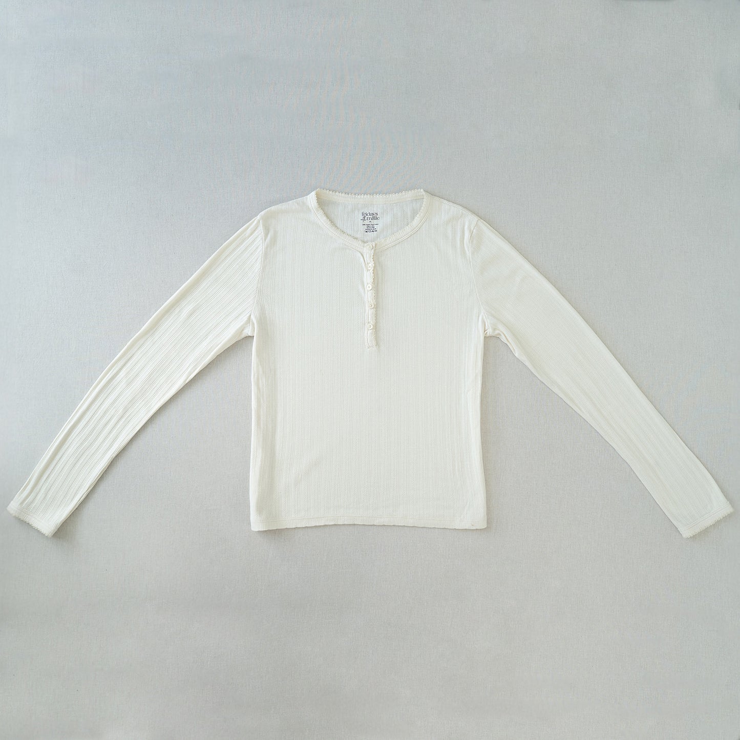 Women's Long Sleeve Henley | Pearl Pointelle
