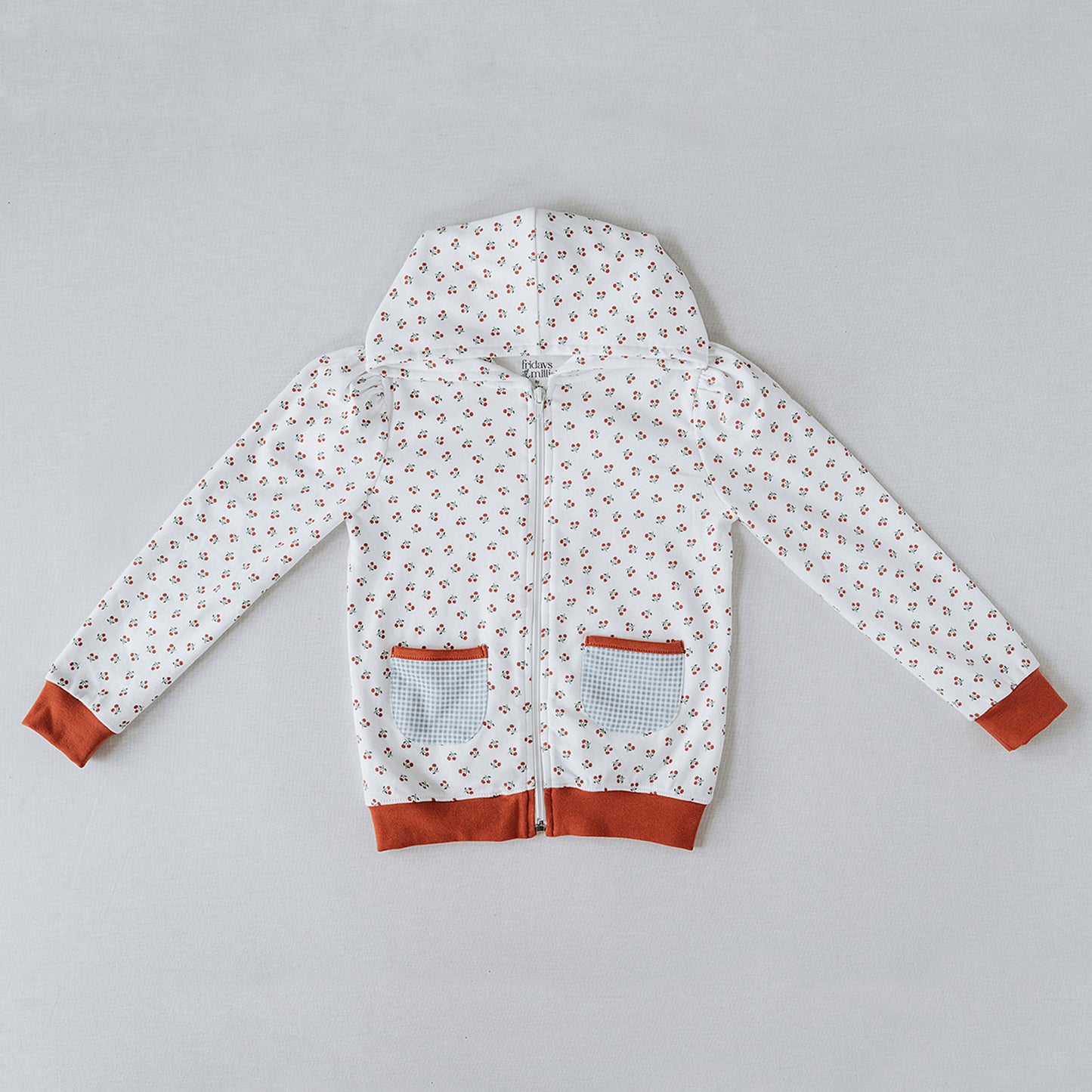 Zip-Up Hoodie in Cherry Pattern