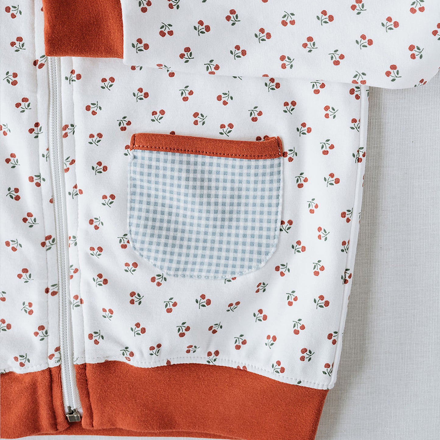 Zip-Up Hoodie in Cherry Pattern