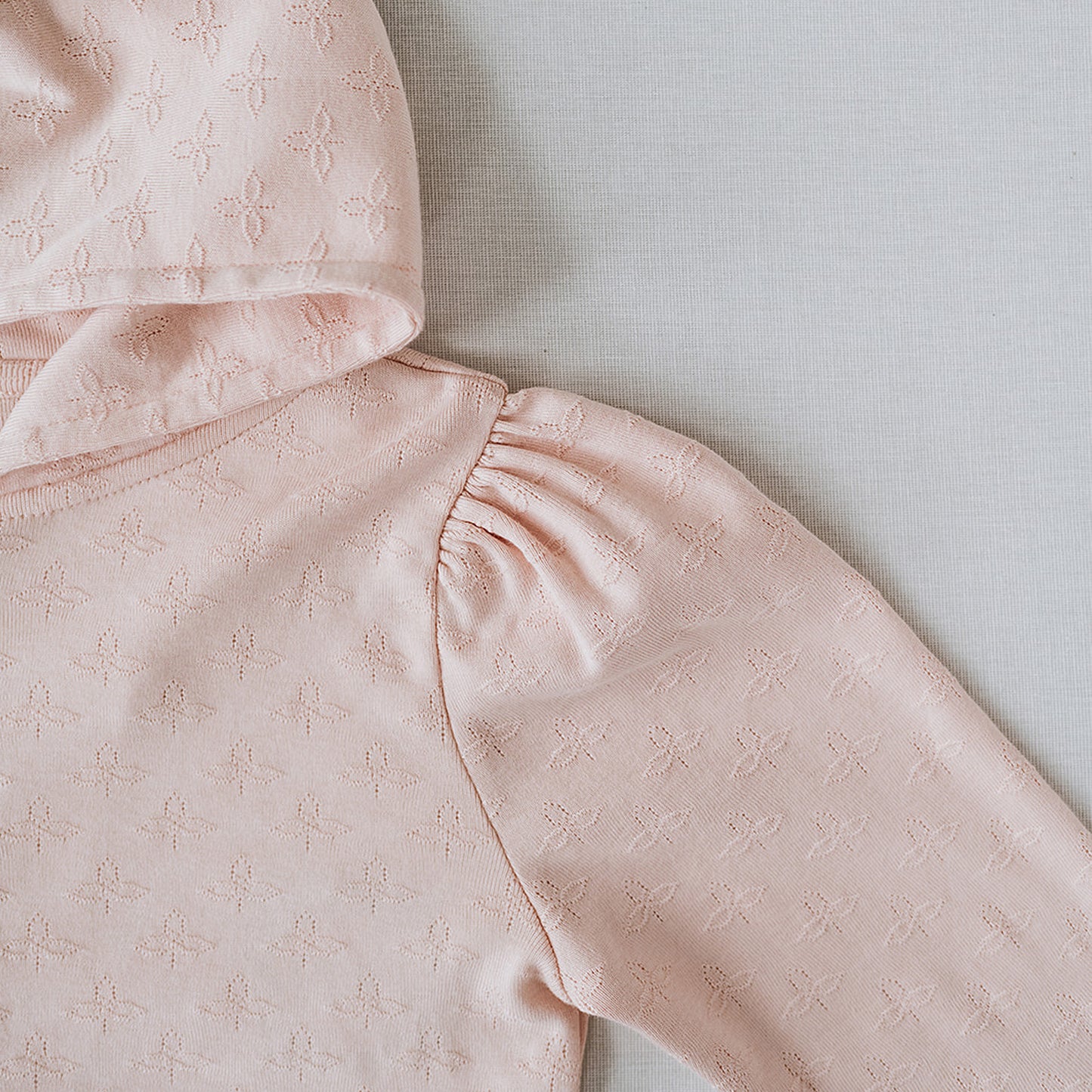 Zip-Up Hoodie in Tulip Pink Pointelle