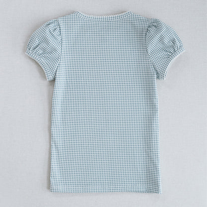 Beaufort Tee in Sky Blue Gingham Pattern