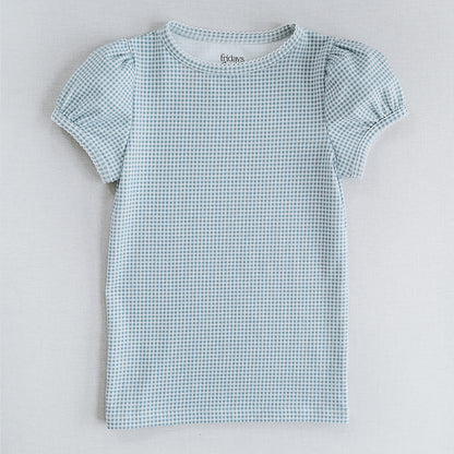 Beaufort Tee in Sky Blue Gingham Pattern