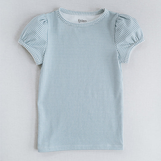 Beaufort Tee in Sky Blue Gingham Pattern