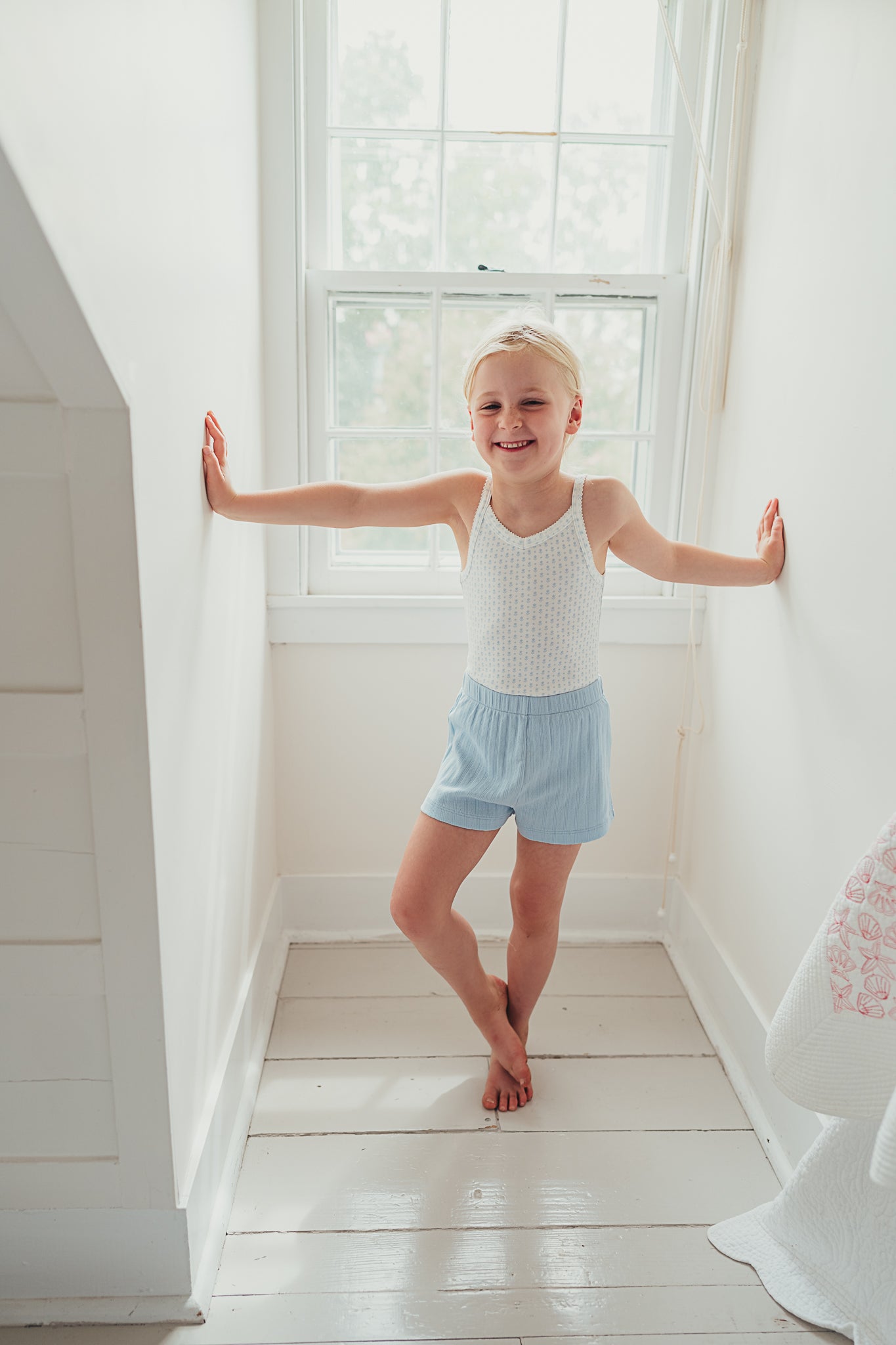 Everyday Shorts | Cornflower Blue Pointelle