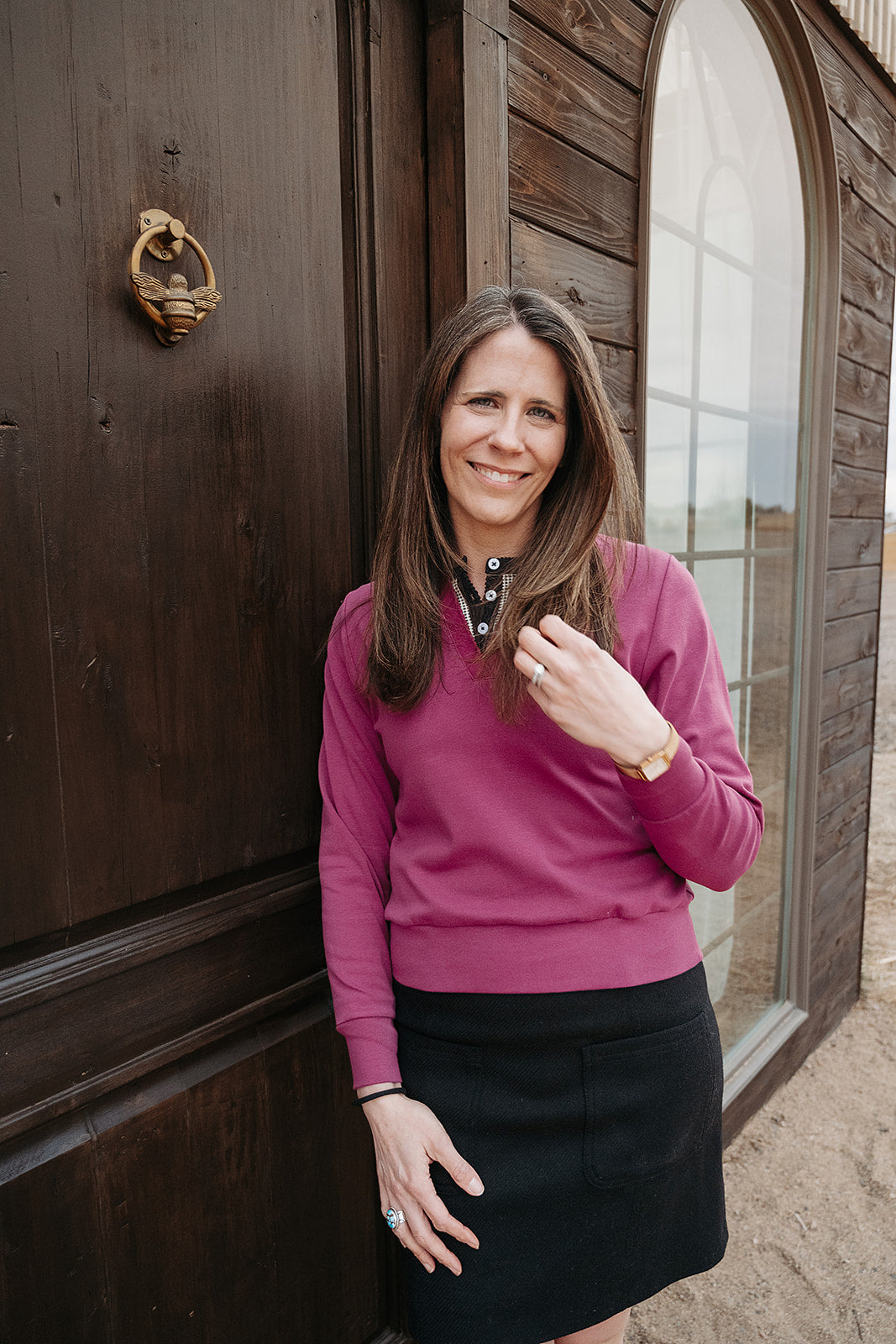 Women's Scallop Collared Pullover | Raspberry