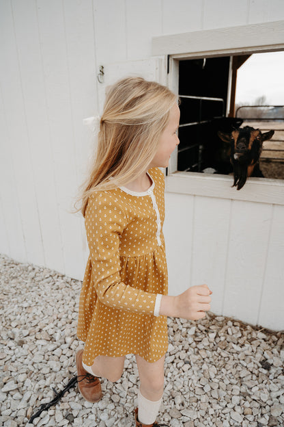 Waffle Henley Dress | Golden Tulips