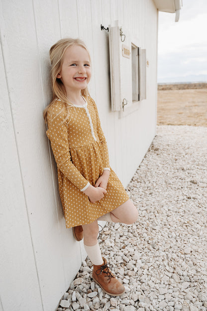 Waffle Henley Dress | Golden Tulips