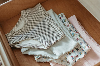 Girls Briefs Set | Black and White Gingham + Misty Rose