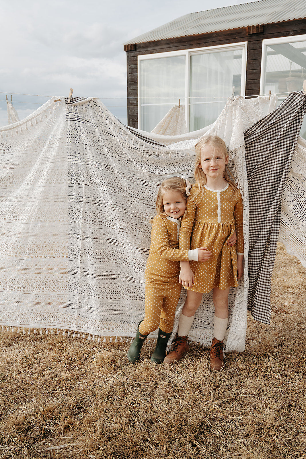 Waffle Henley Dress | Golden Tulips