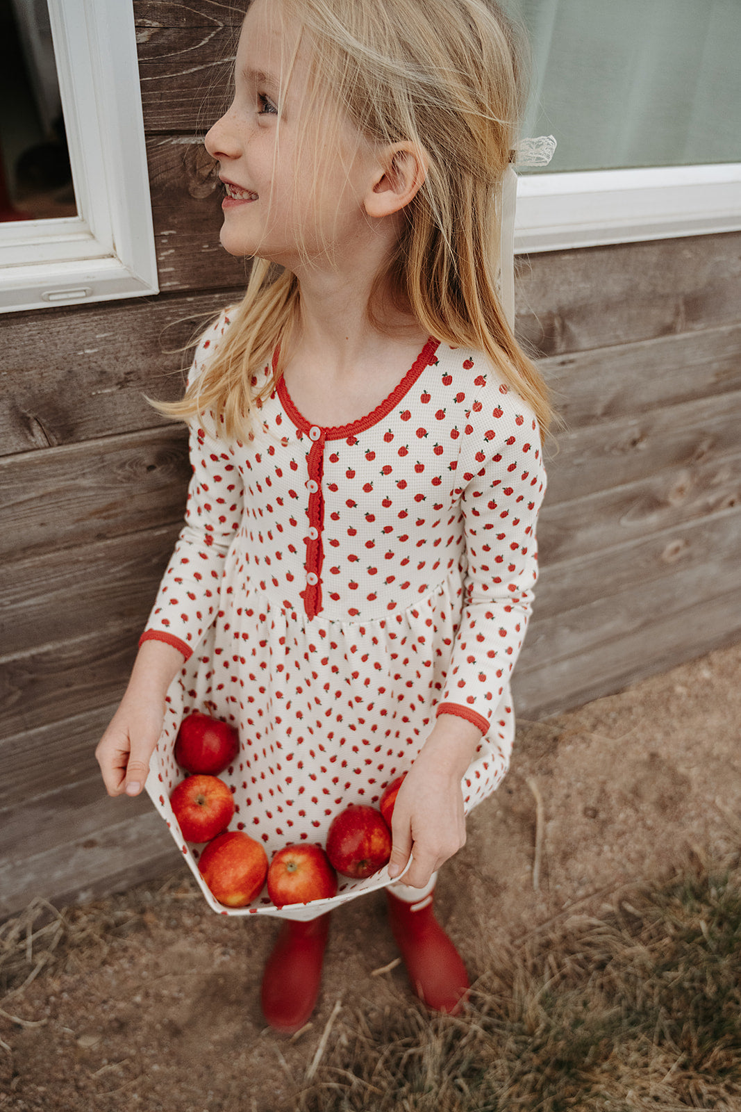 Waffle Henley Dress | Apple Orchard