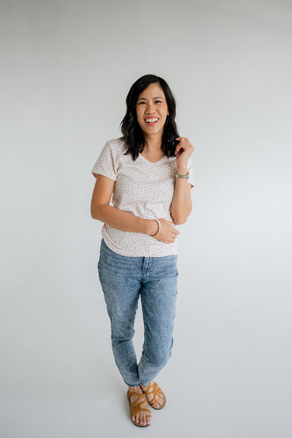 Women's V-Neck Tee | Dancing Petals