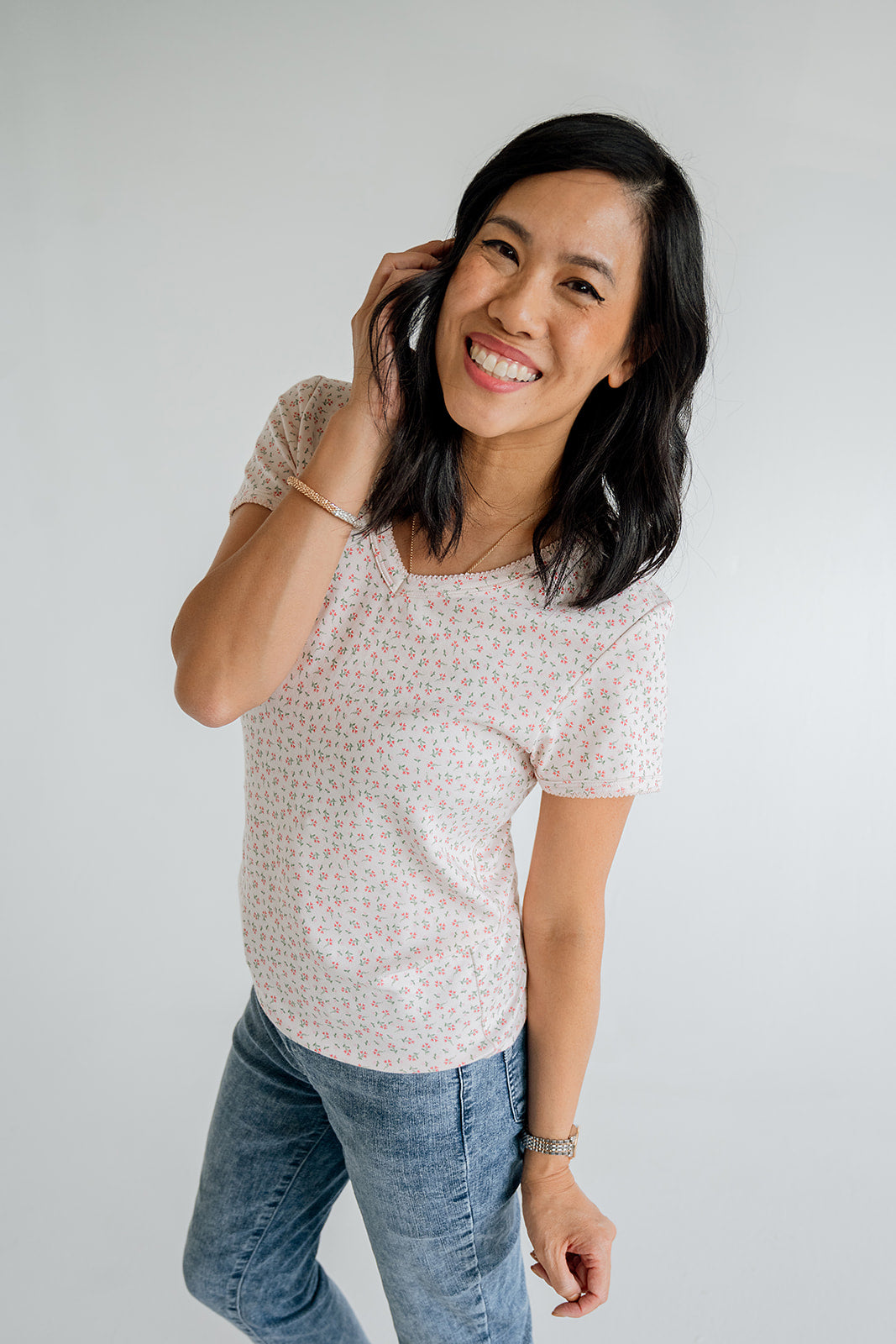 Women's V-Neck Tee | Dancing Petals