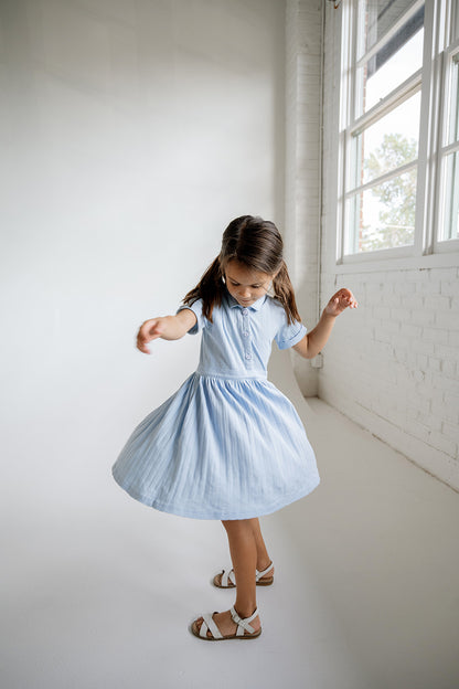 Wren Dress | Cornflower Blue Pointelle