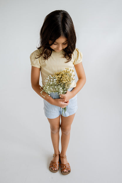 Everyday Shorts | Cornflower Blue Pointelle