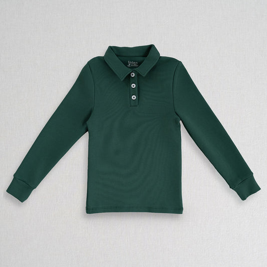 Long Sleeve Polo | Forest Green