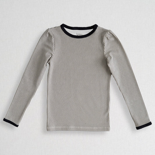Long Sleeve Beaufort Tee | Black and White Gingham