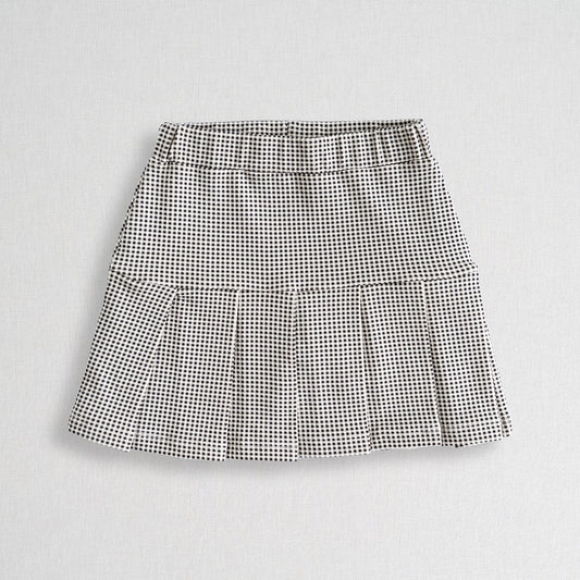 Pleated Skort | Black and White Gingham