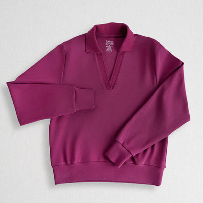 Women's Scallop Collared Pullover | Raspberry