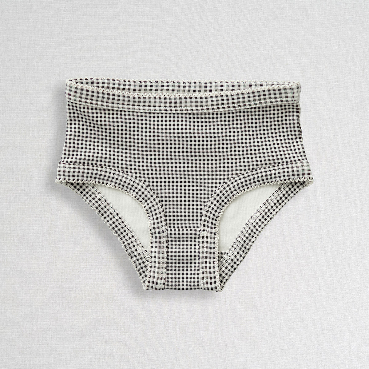 Girls Briefs Set | Black and White Gingham + Misty Rose