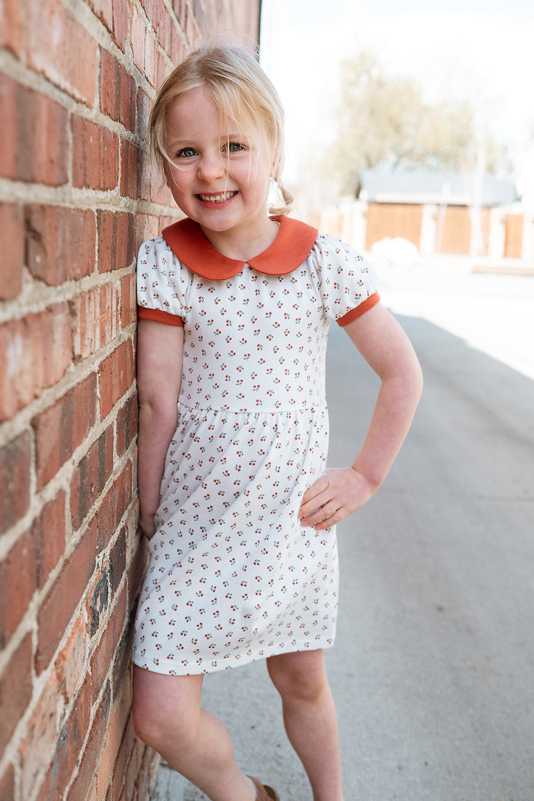 Peter Pan Collar Dress in Cherry Print 2