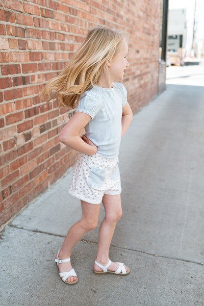 Beaufort Tee in Sky Blue Gingham Pattern