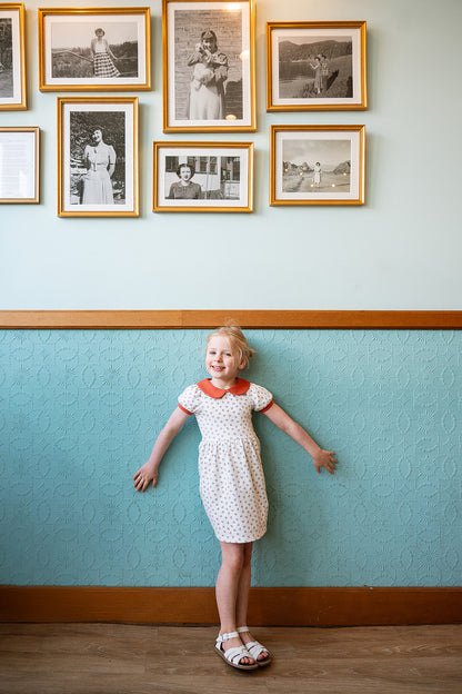 Peter Pan Collar Dress in Cherry Print