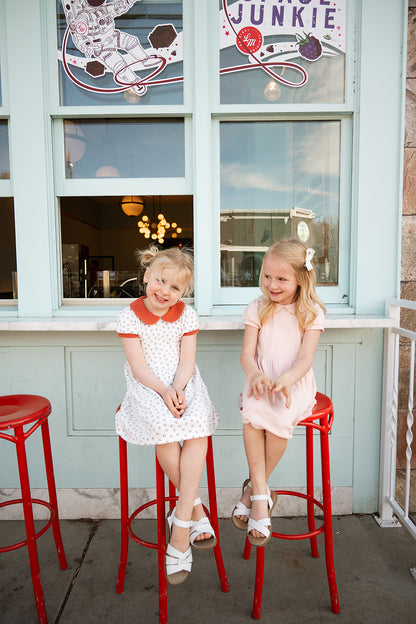 Peter Pan Collar Dress in Tulip Pink Pointelle