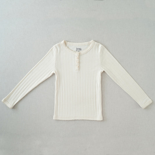 Long Sleeve Henley | Pearl Pointelle