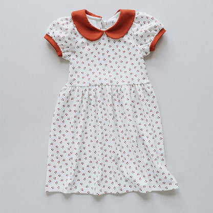 Peter Pan Collar Dress in Cherry Print