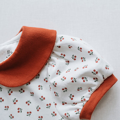 Peter Pan Collar Dress in Cherry Print