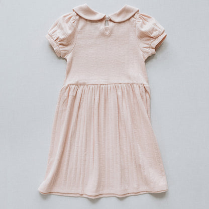 Peter Pan Collar Dress in Tulip Pink Pointelle