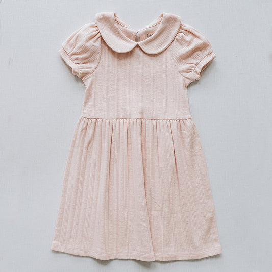 Peter Pan Collar Dress in Tulip Pink Pointelle