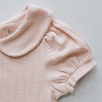 Peter Pan Collar Dress in Tulip Pink Pointelle