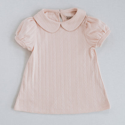 Peter Pan Collar Tee in Tulip Pink Pointelle