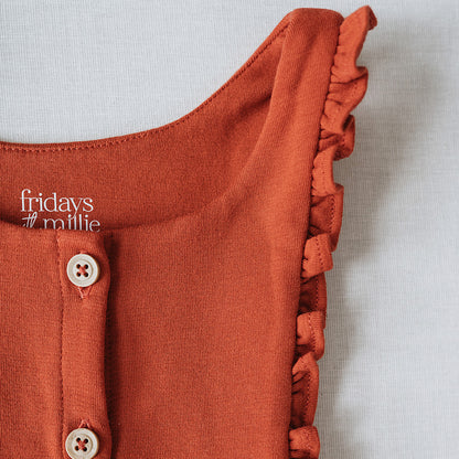 Ruffle Pinafore in Summer Fig