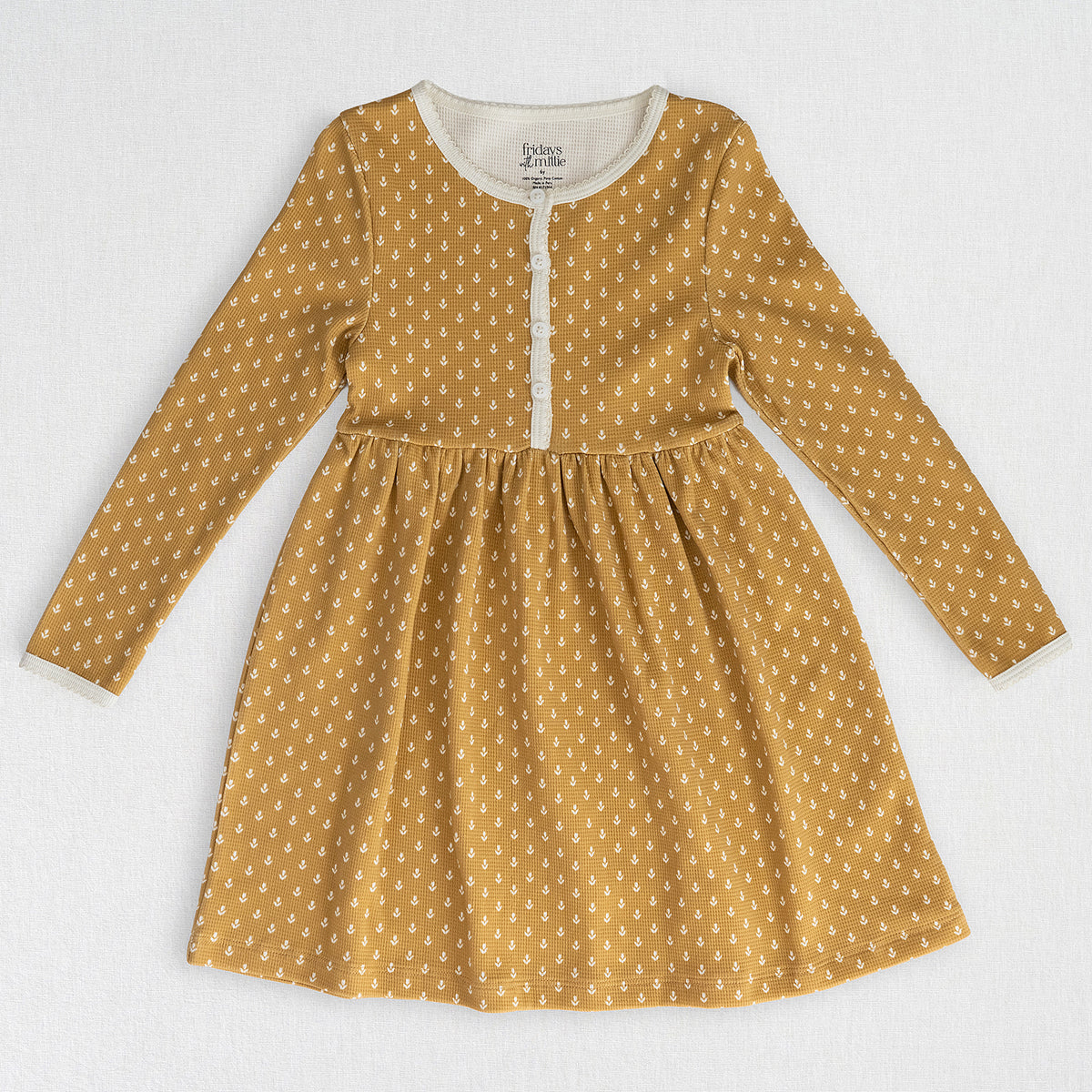 Waffle Henley Dress | Golden Tulips