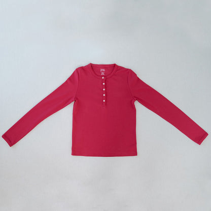 Women's Long Sleeve Henley | Berry