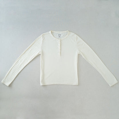 Women's Long Sleeve Henley | Pearl Pointelle