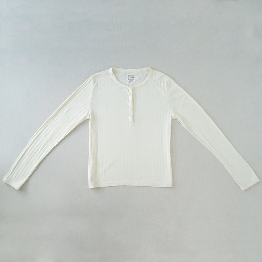 Women's Long Sleeve Henley | Pearl Pointelle