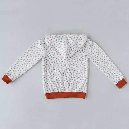 Zip-Up Hoodie in Cherry Pattern