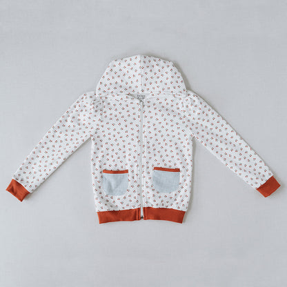 Zip-Up Hoodie in Cherry Pattern